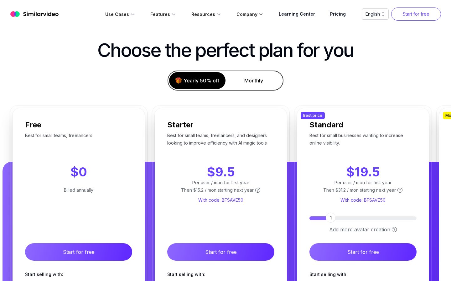 Similarvideo Pricing