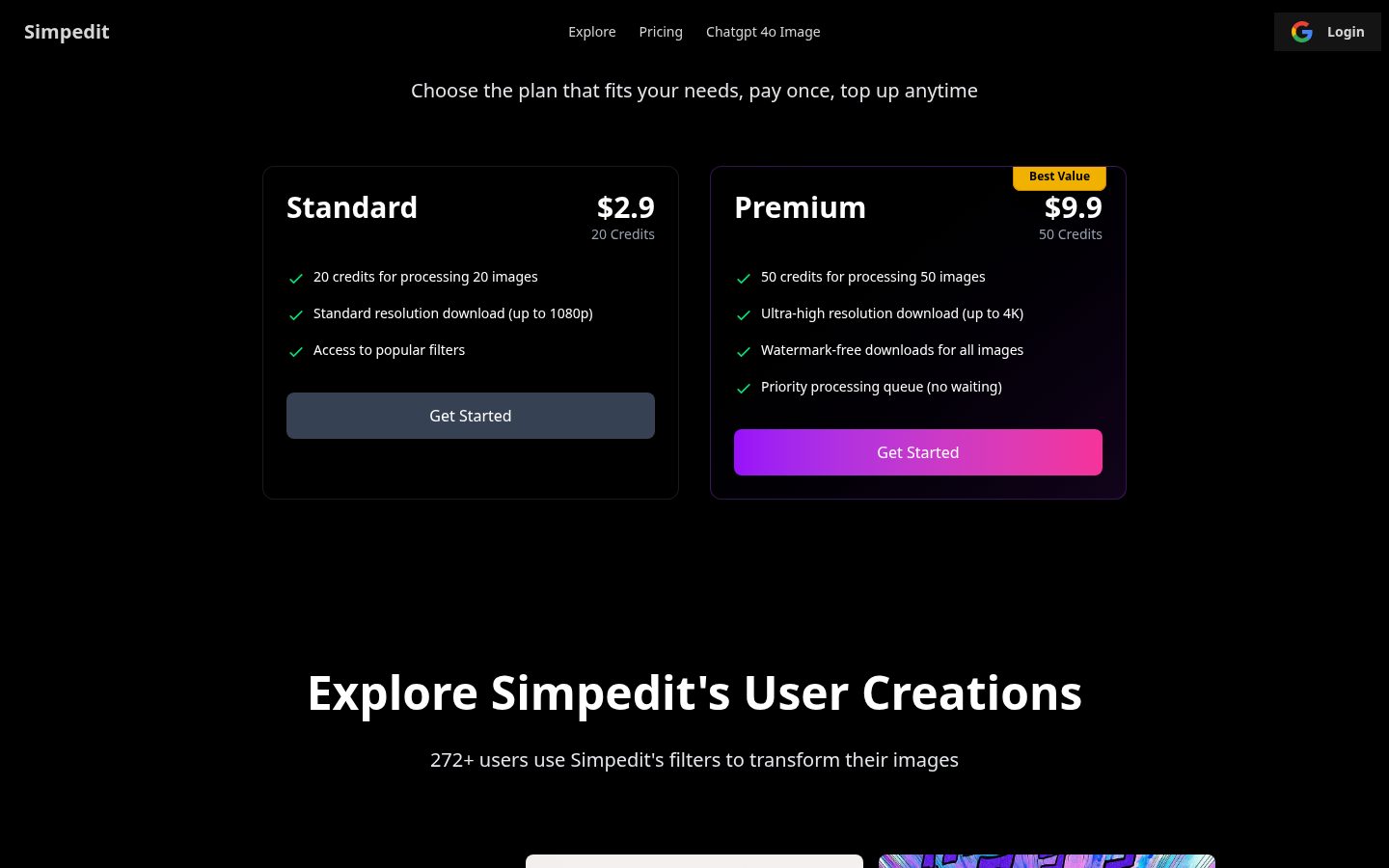 Simpedit One Click to Transform Your Image with Trendy Style Pricing