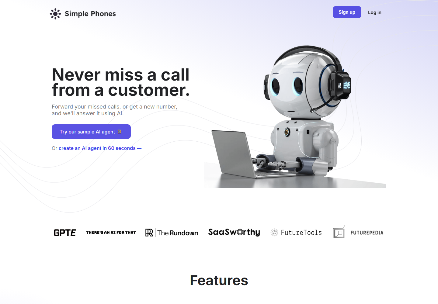 Simple Phones homepage
