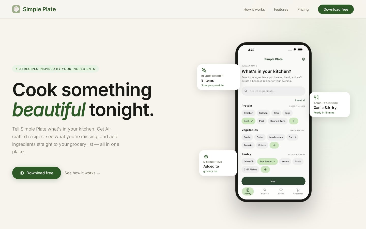 Simple Plate Homepage