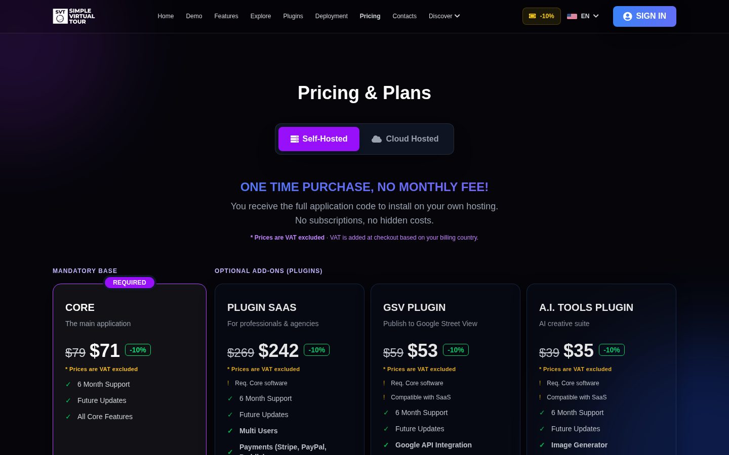 Simple Virtual Tour Pricing