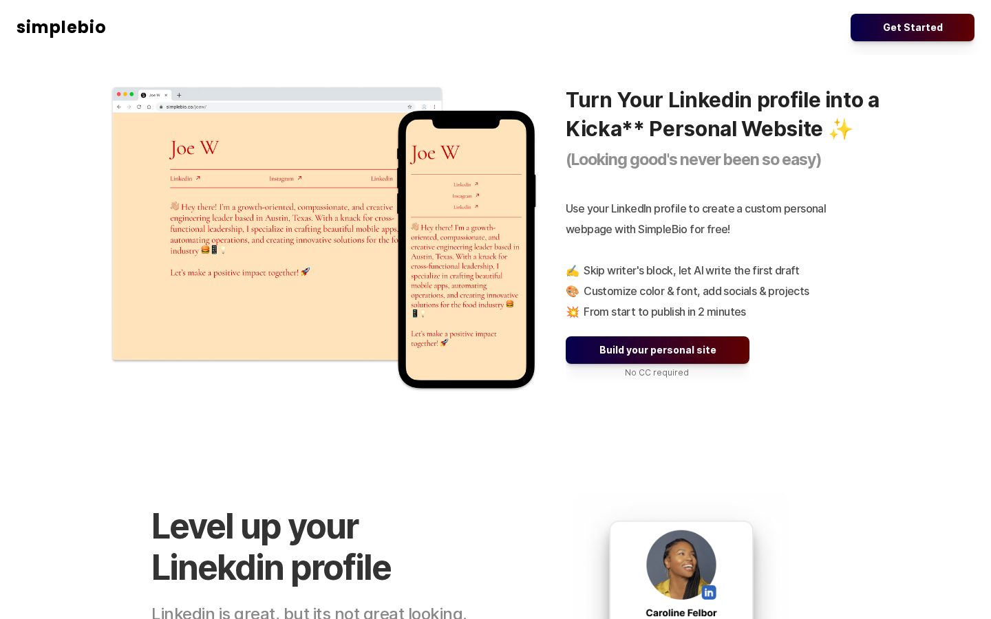Simplebio Homepage