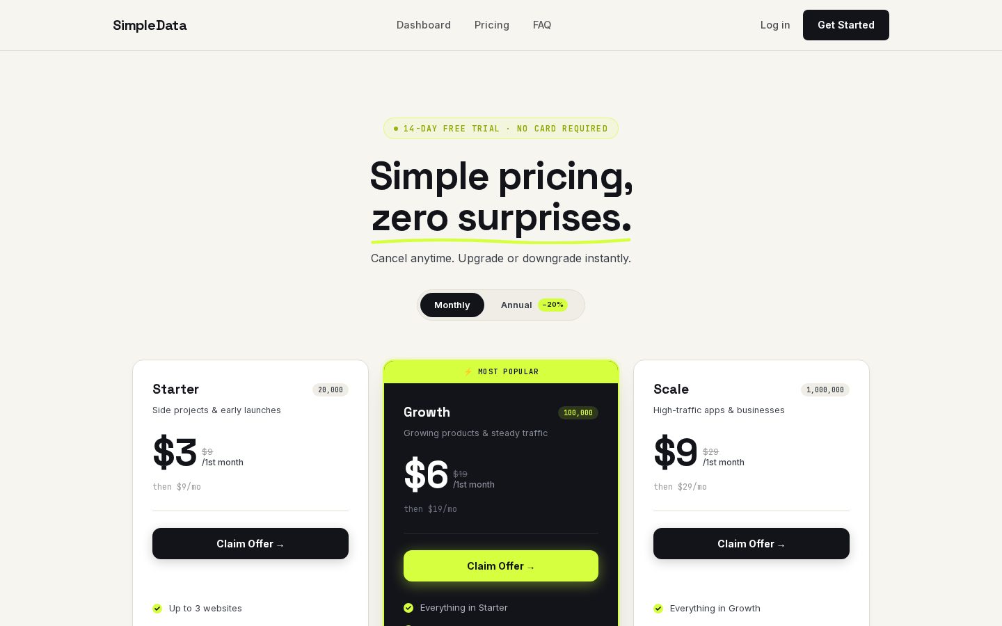 SimpleData Pricing