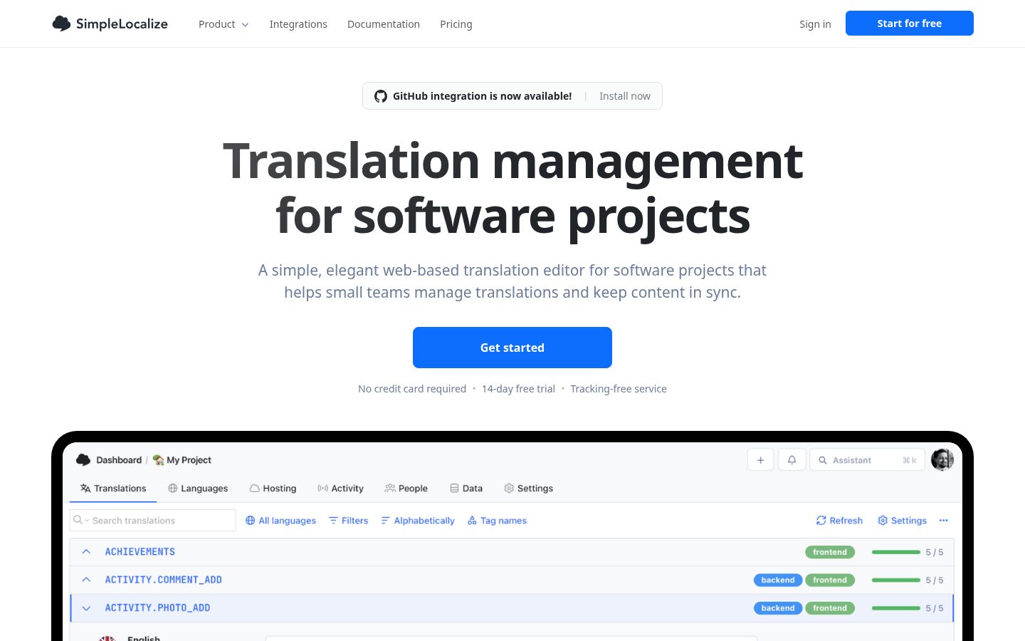 SimpleLocalize Homepage