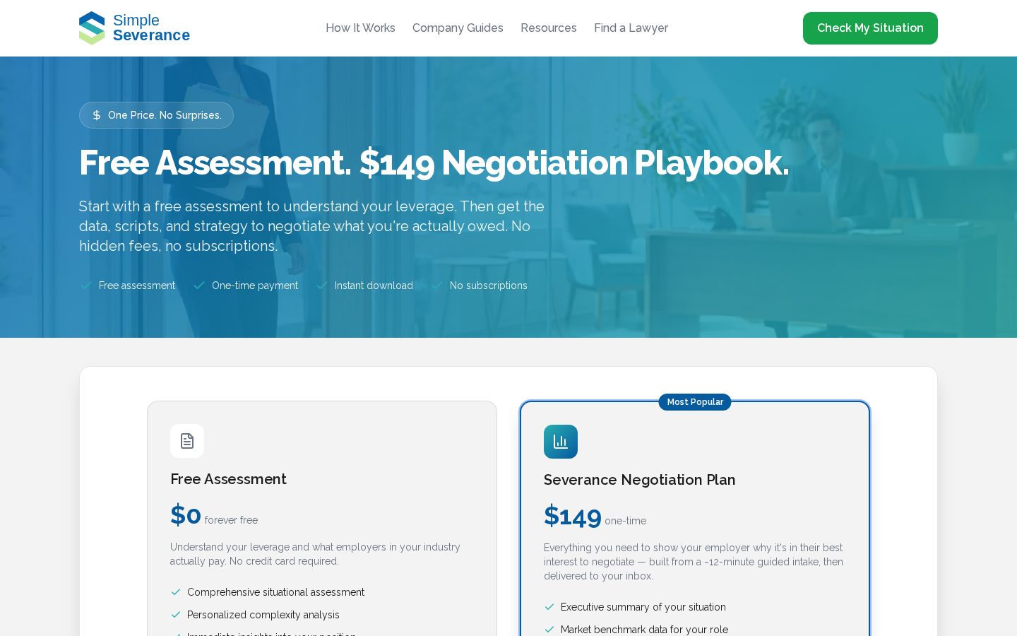 SimpleSeverance Pricing