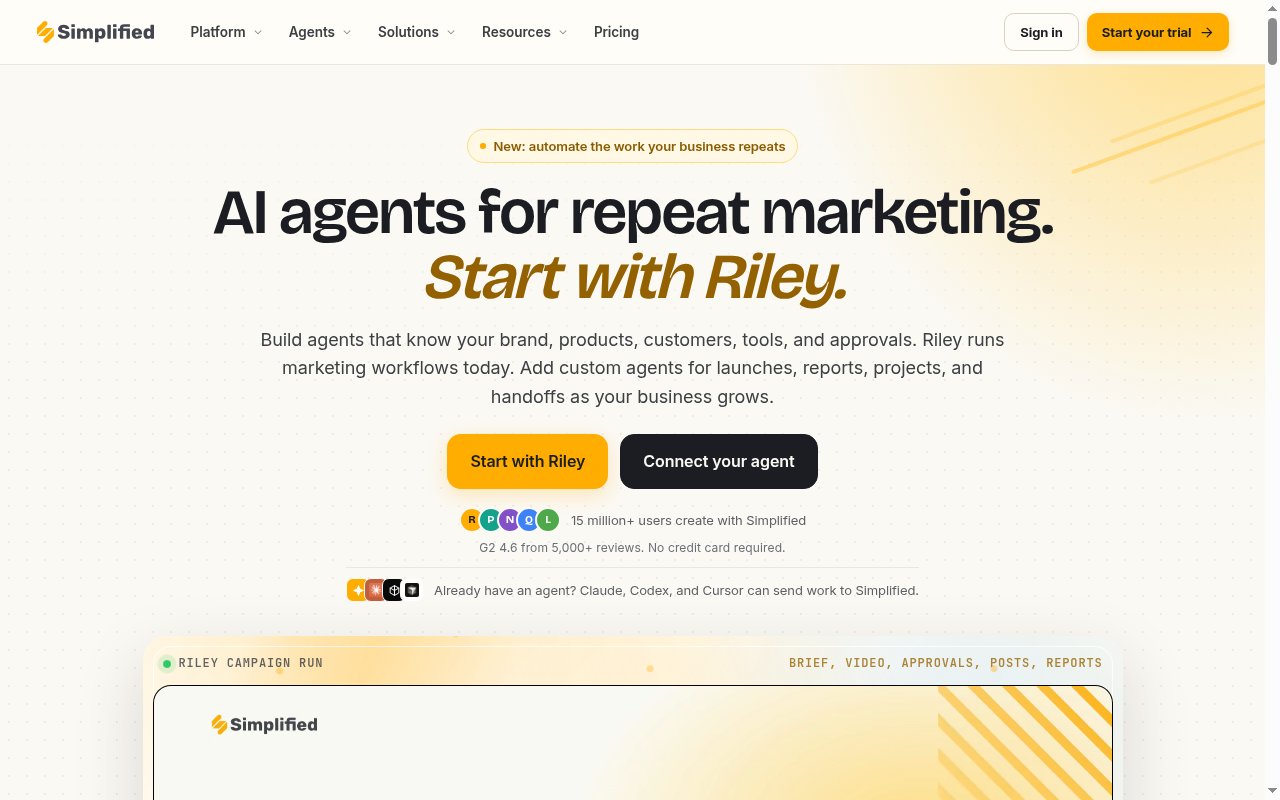 Simplified homepage