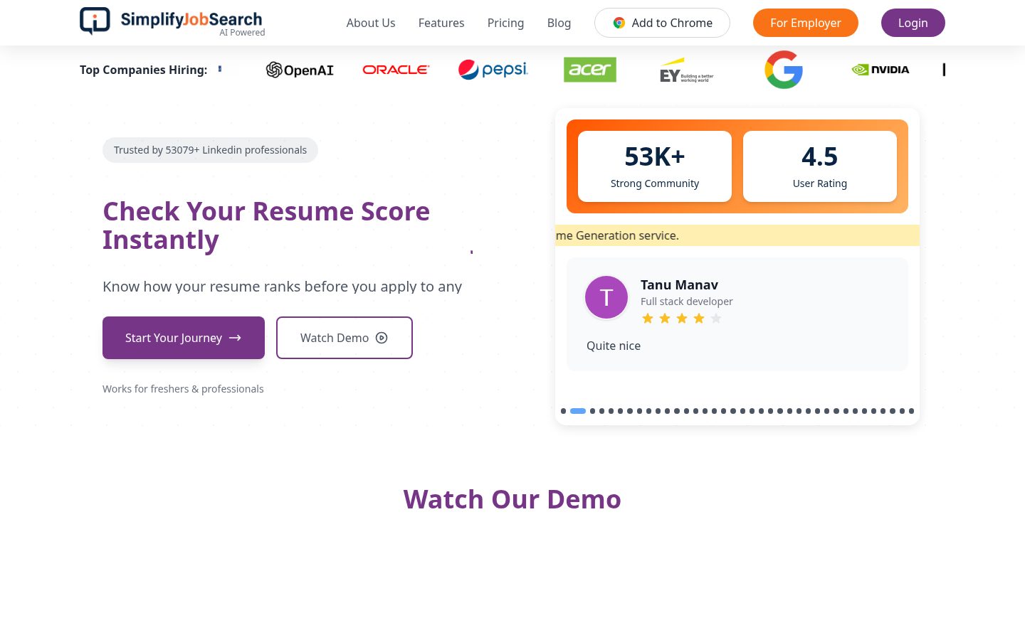 Simplify Job Search Homepage
