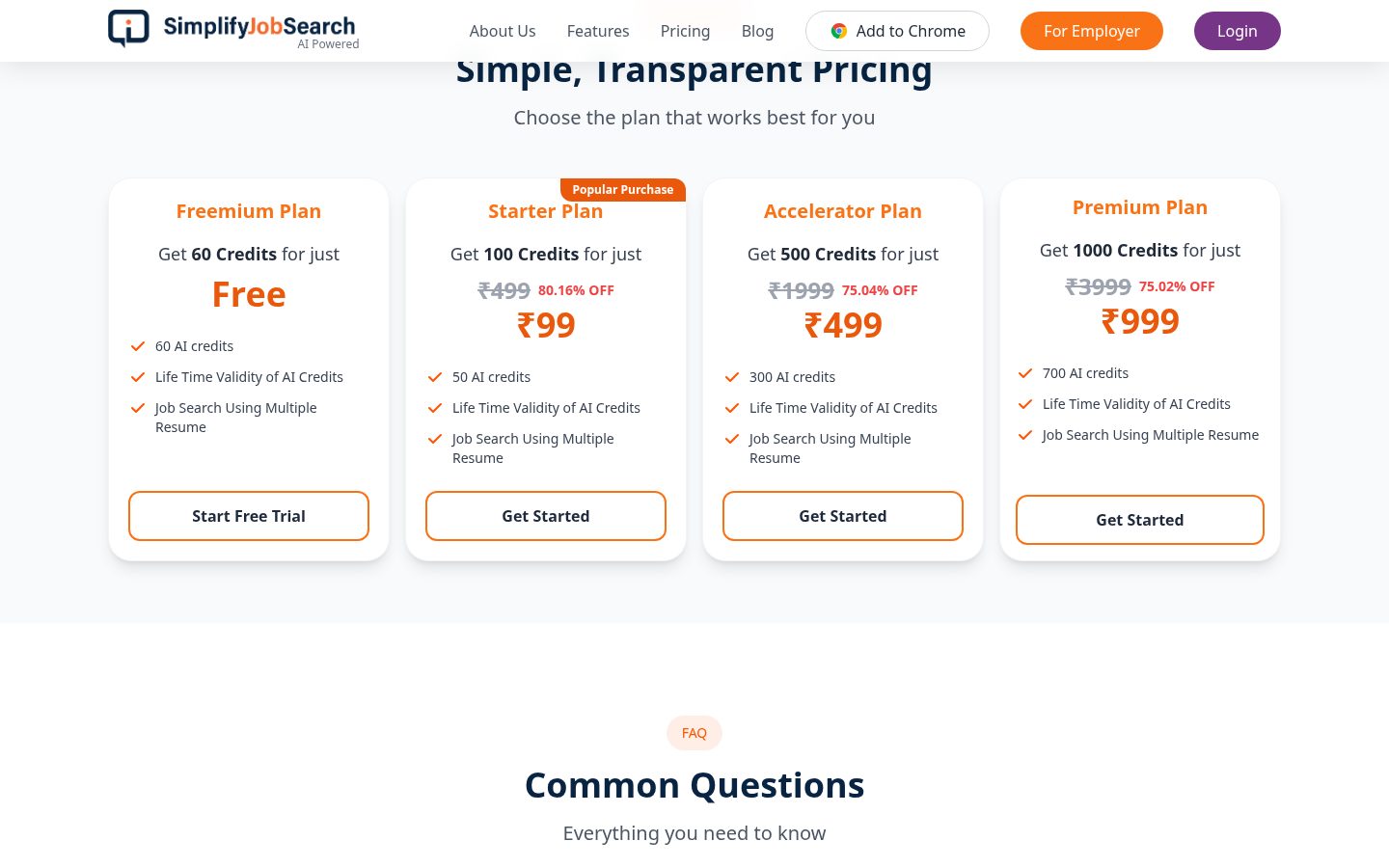 Simplify Job Search Pricing