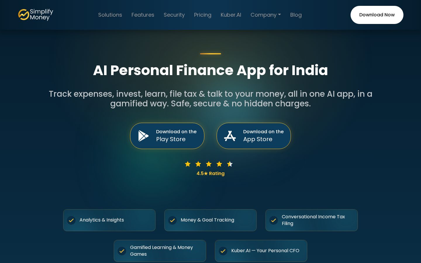 Simplify Money Homepage