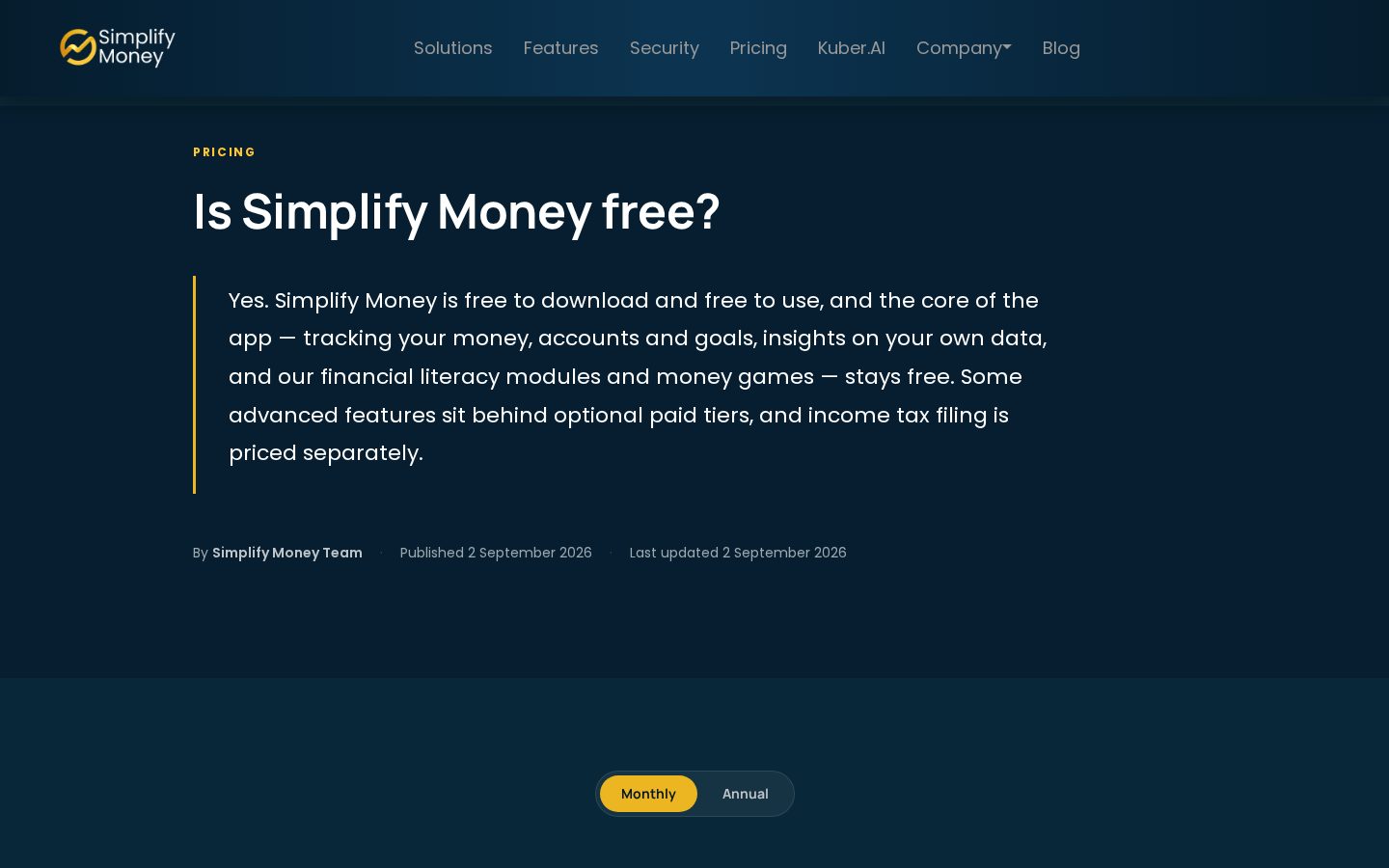 Simplify Money Pricing