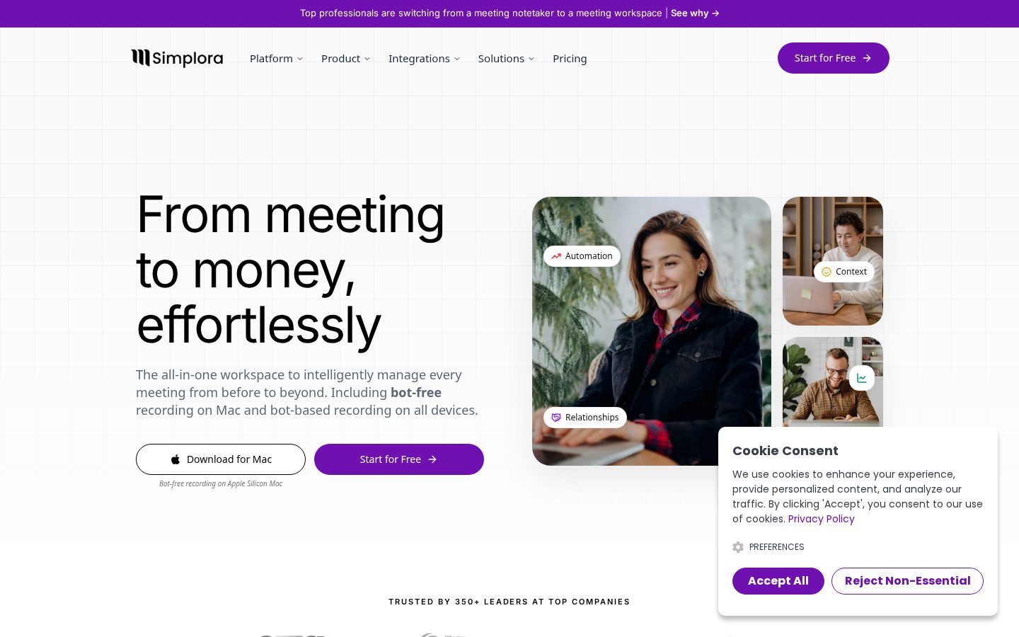 Simplora 2.0 Homepage