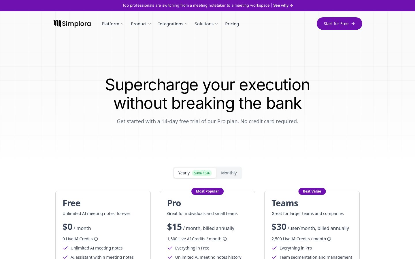 Simplora 2.0 Pricing