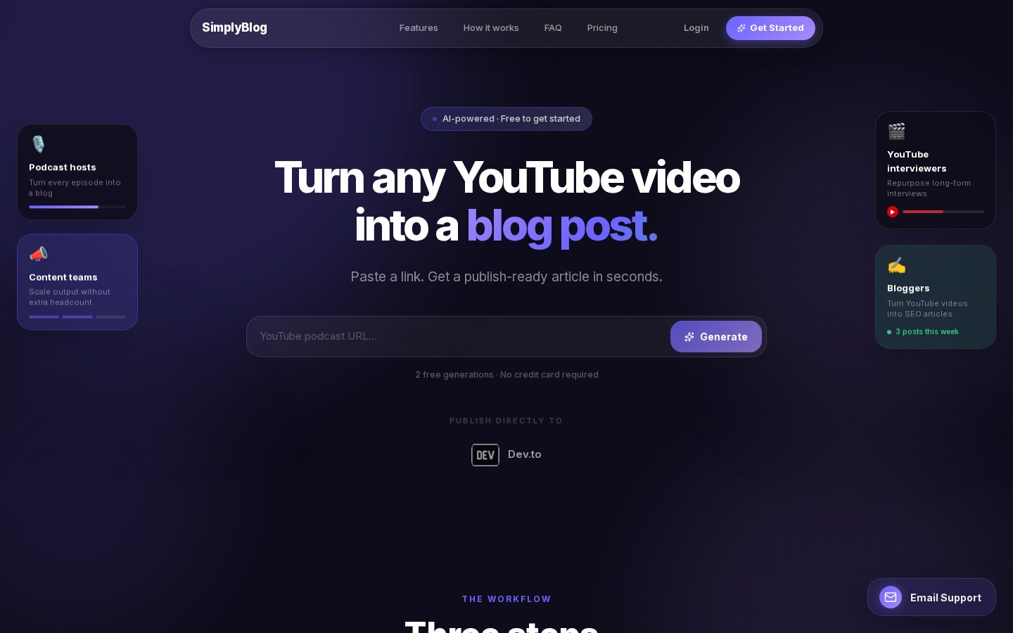 SimplyBlog Homepage