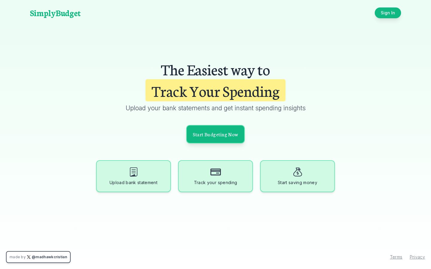 SimplyBudget Homepage
