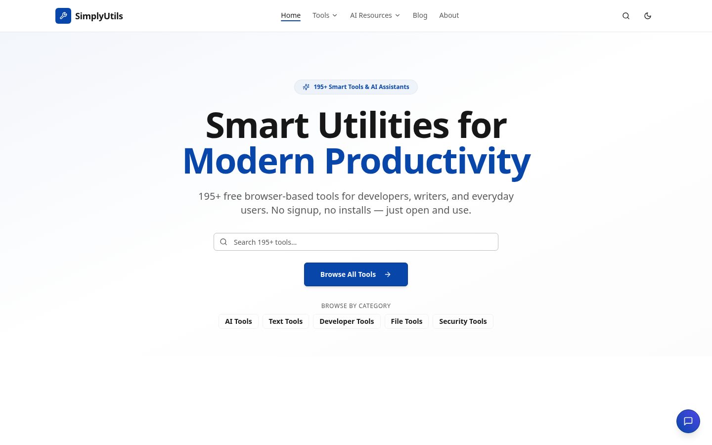 SimplyUtils Homepage