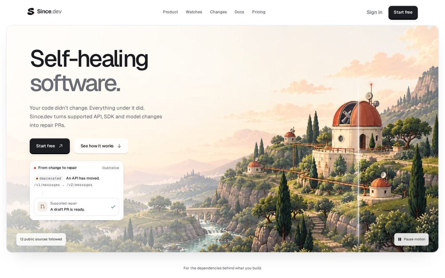 Since.dev Homepage