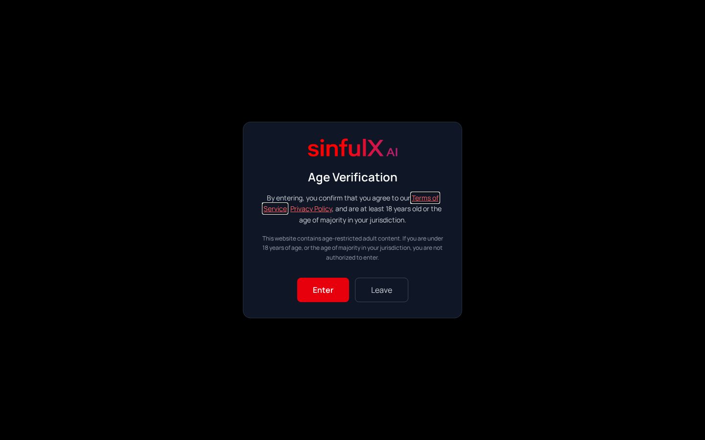 SinfulX AI Homepage