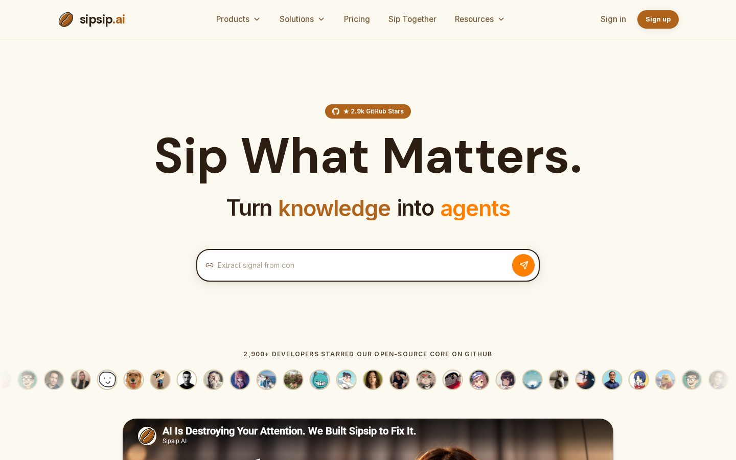 Sipsip AI Homepage