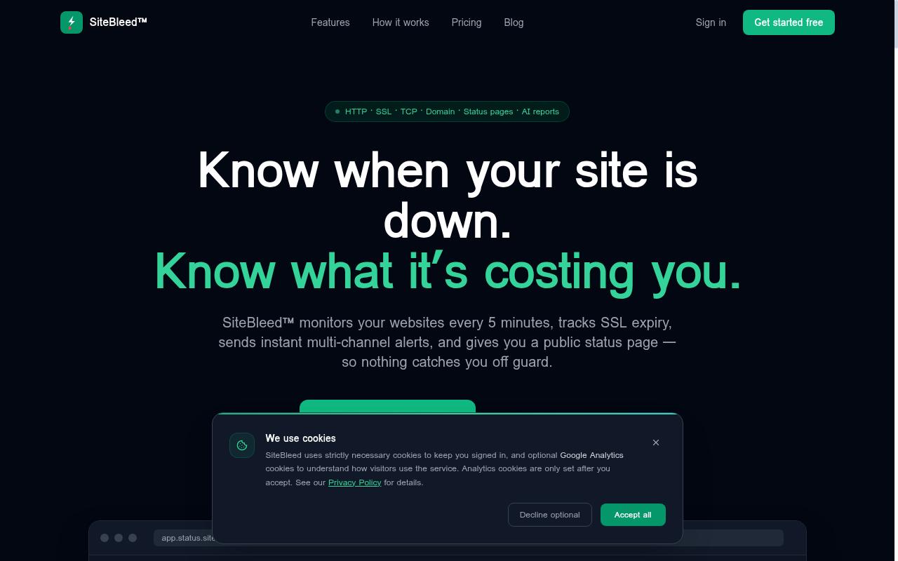 SiteBleed Homepage