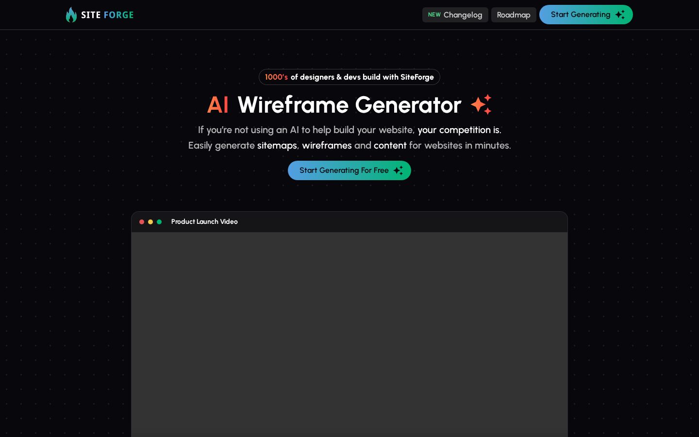 SiteForge Homepage