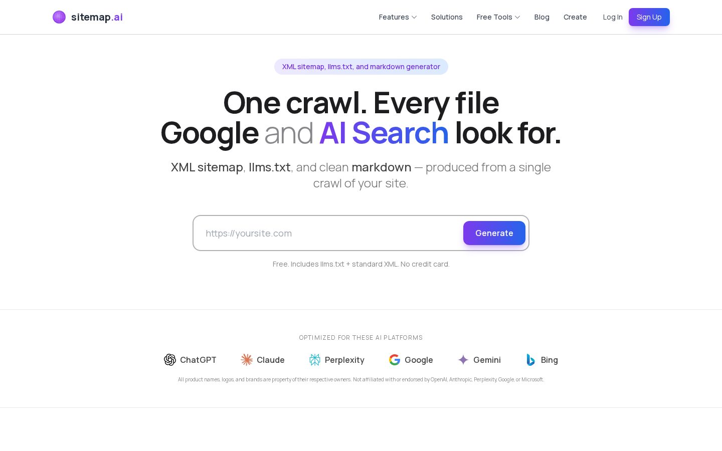 Sitemap AI Homepage