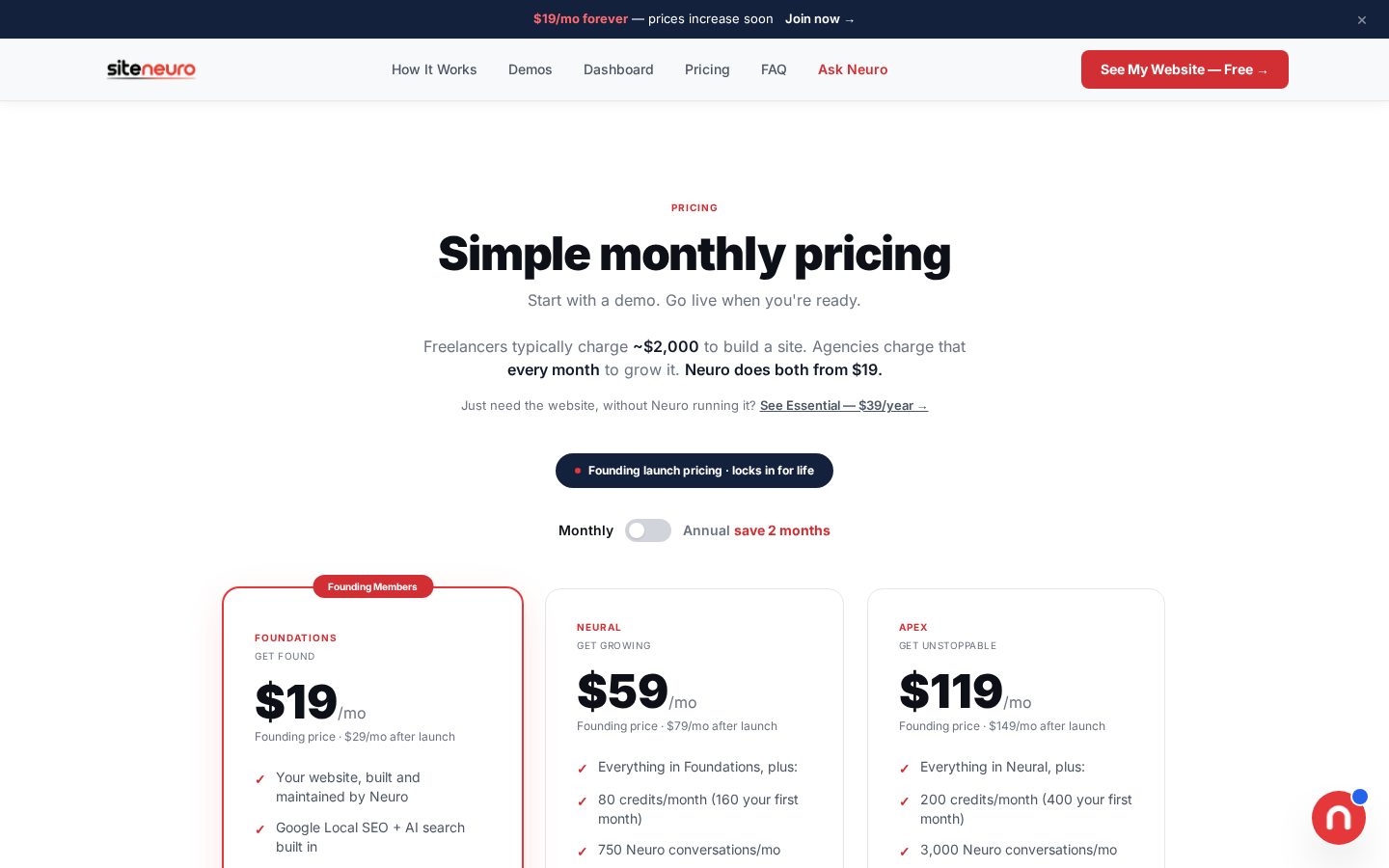SiteNeuro Pricing