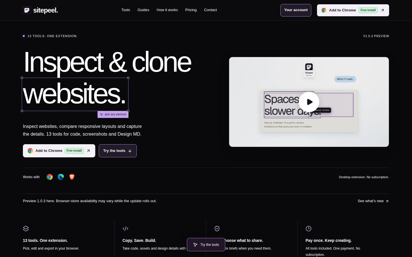 Sitepeel Homepage