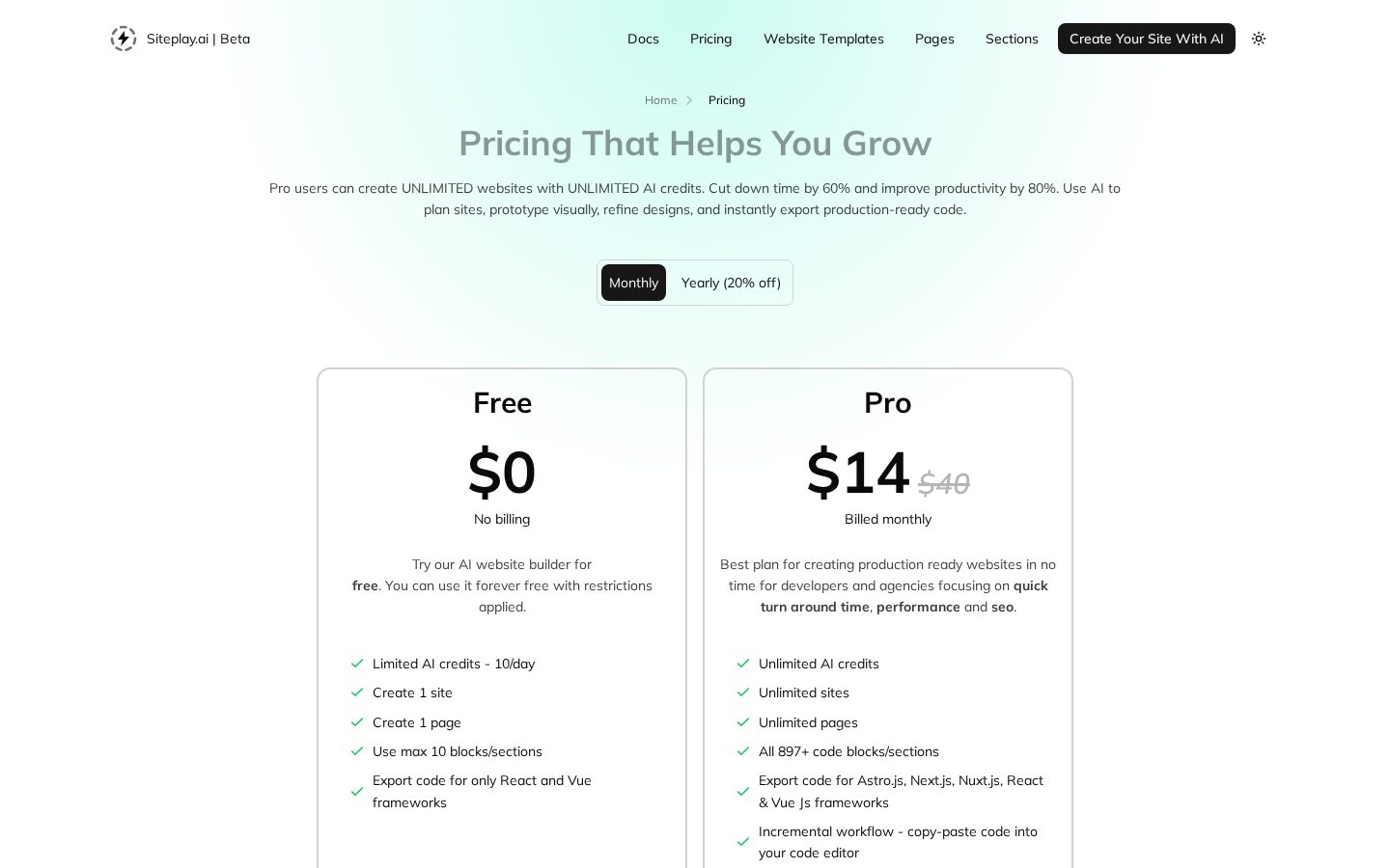 Siteplay.ai Pricing