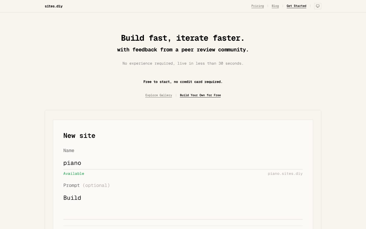 sites.diy Homepage