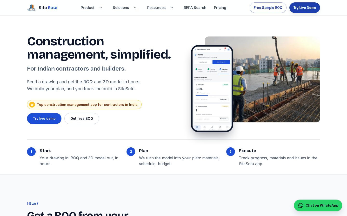 SiteSetu Homepage