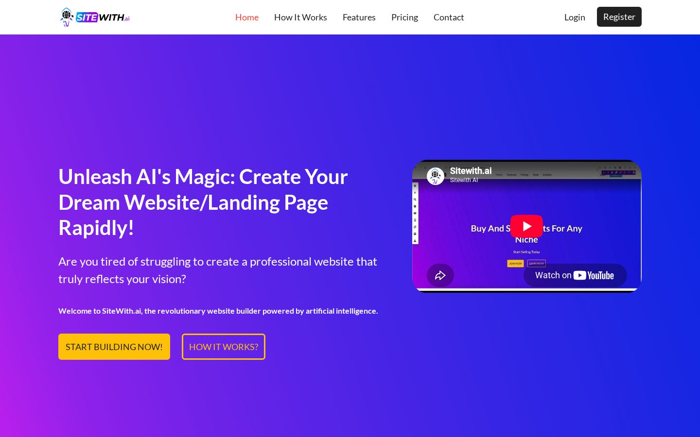 SiteWith.ai Homepage