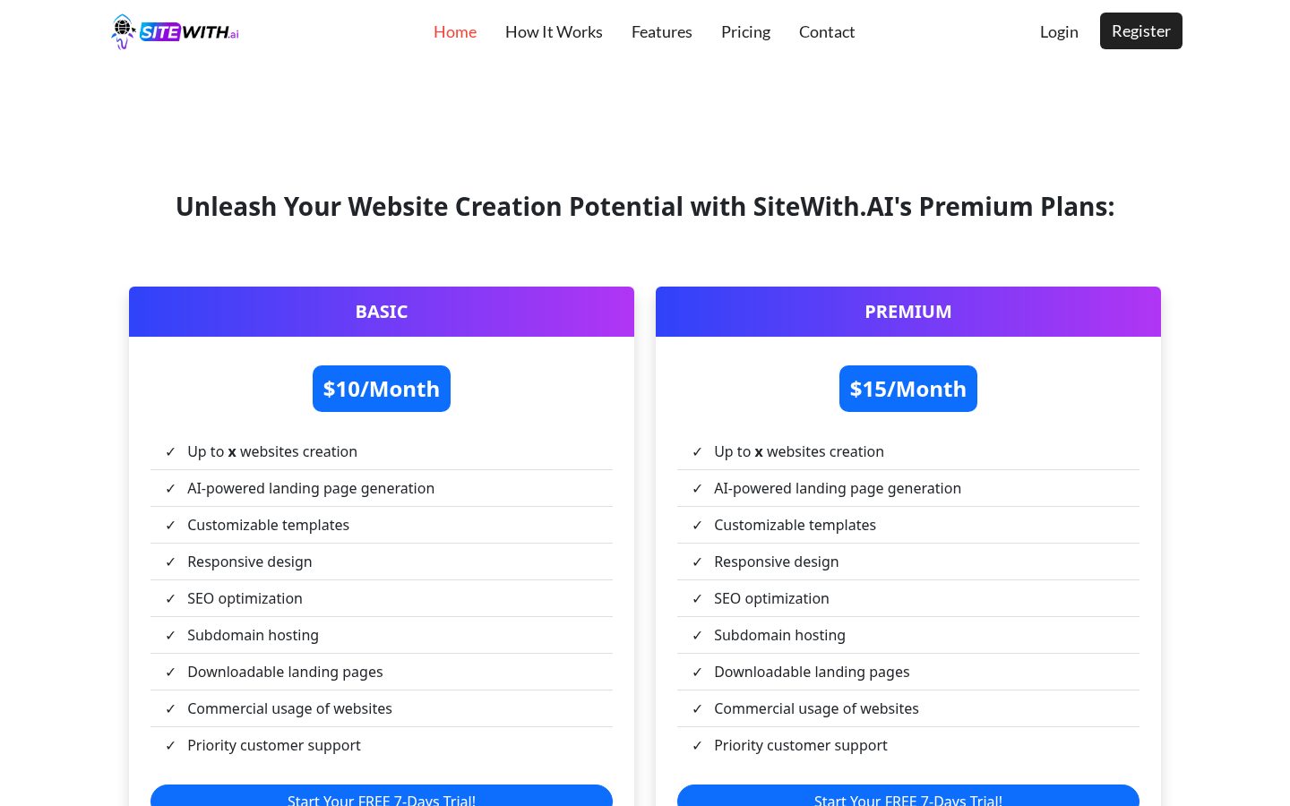 SiteWith.ai Pricing