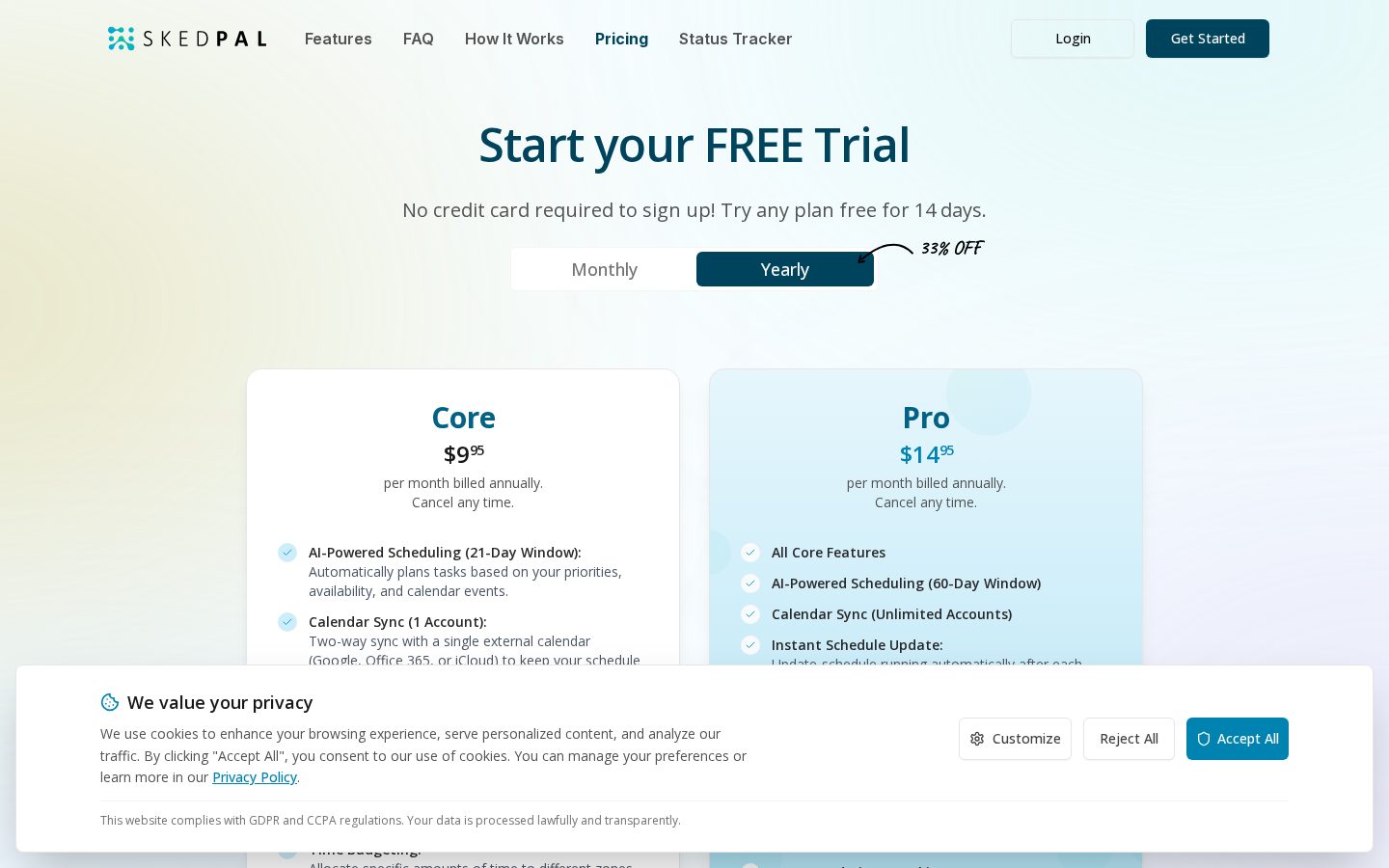 SkedPal Pricing