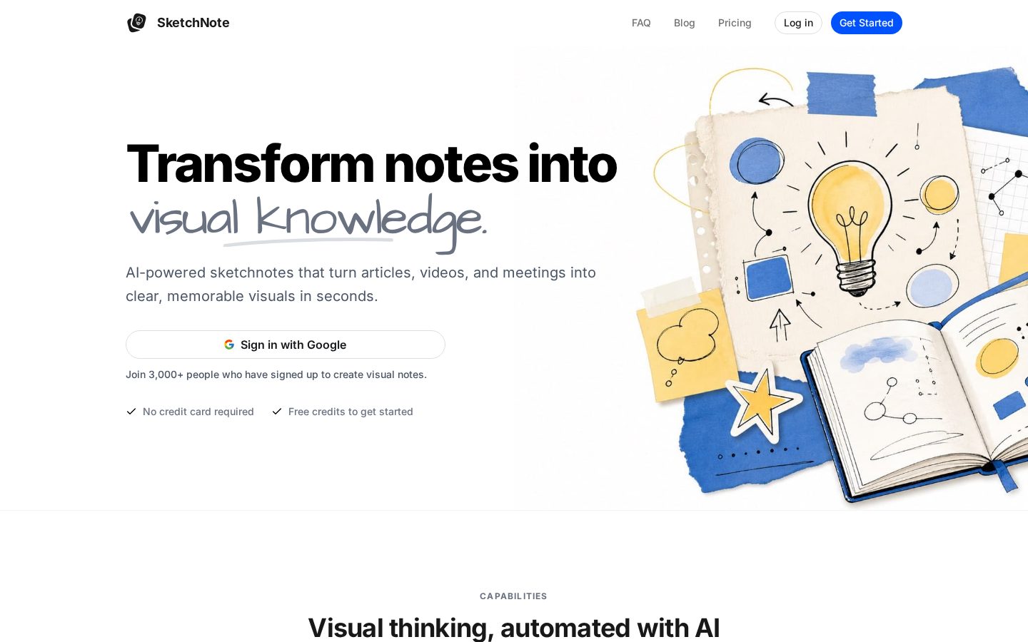 Sketch Note Homepage