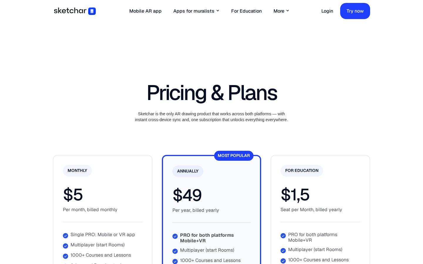 Sketchar Pricing