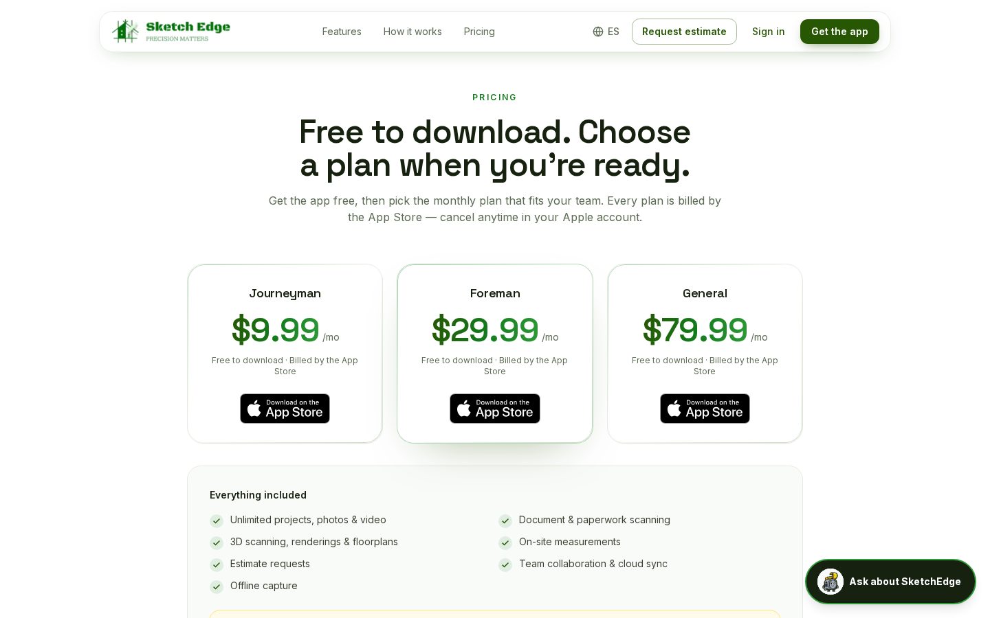 SketchEdge Pricing
