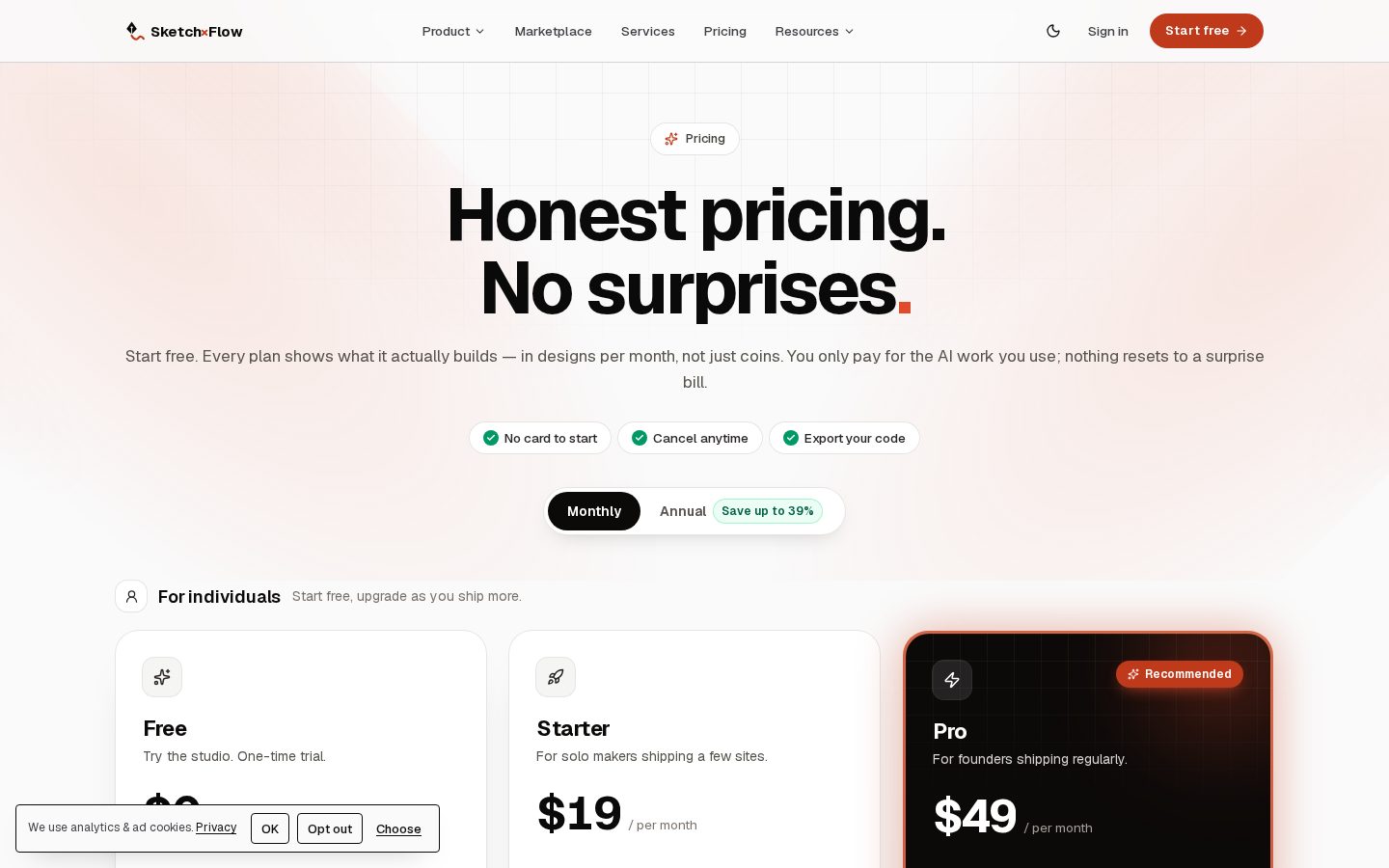 SketchXFlow Pricing