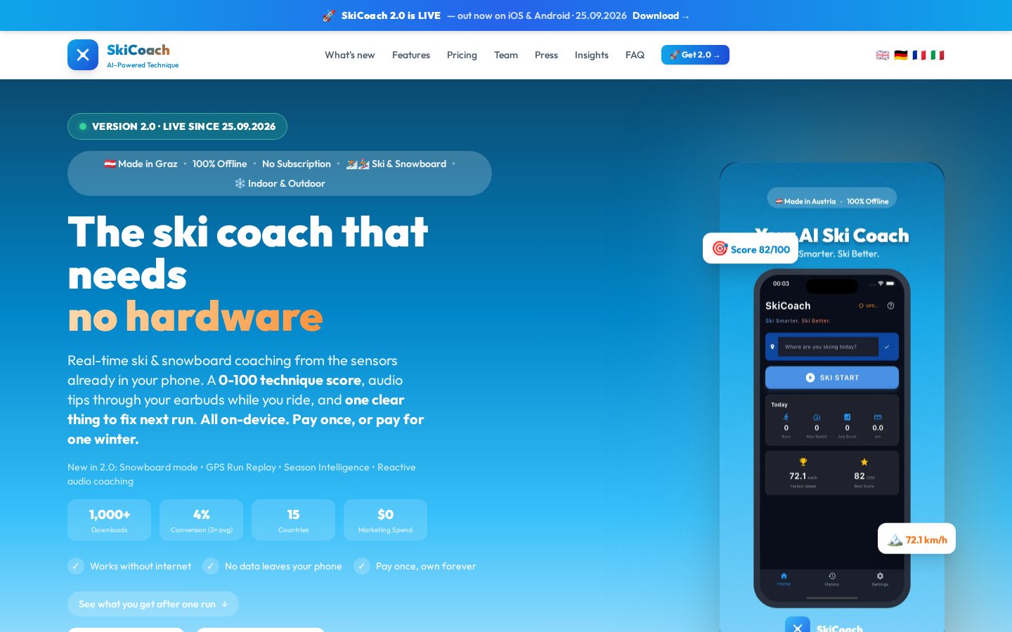 SkiCoach.app Homepage