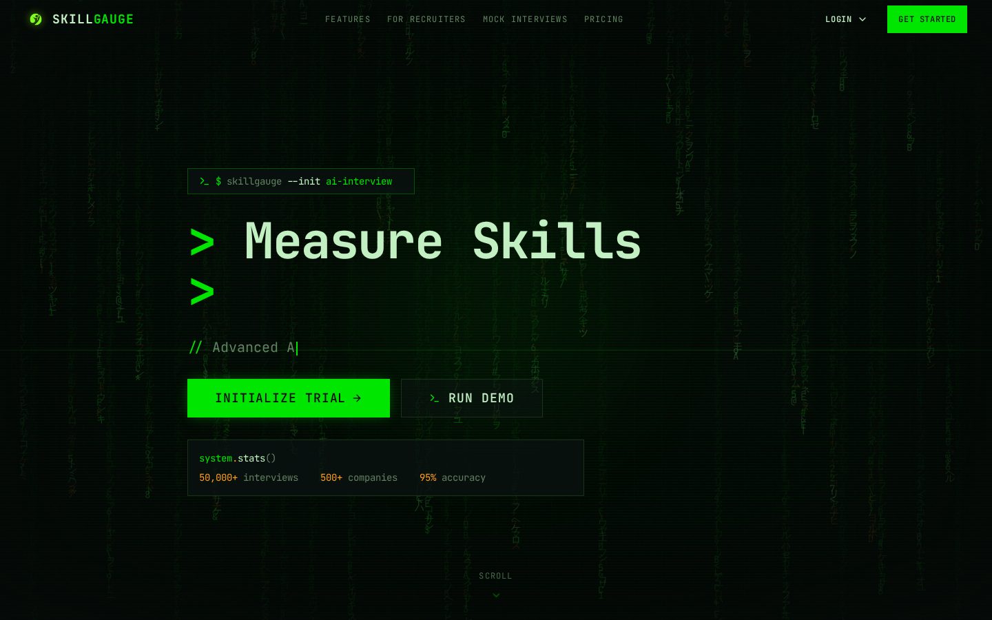 SkillGauge AI Homepage