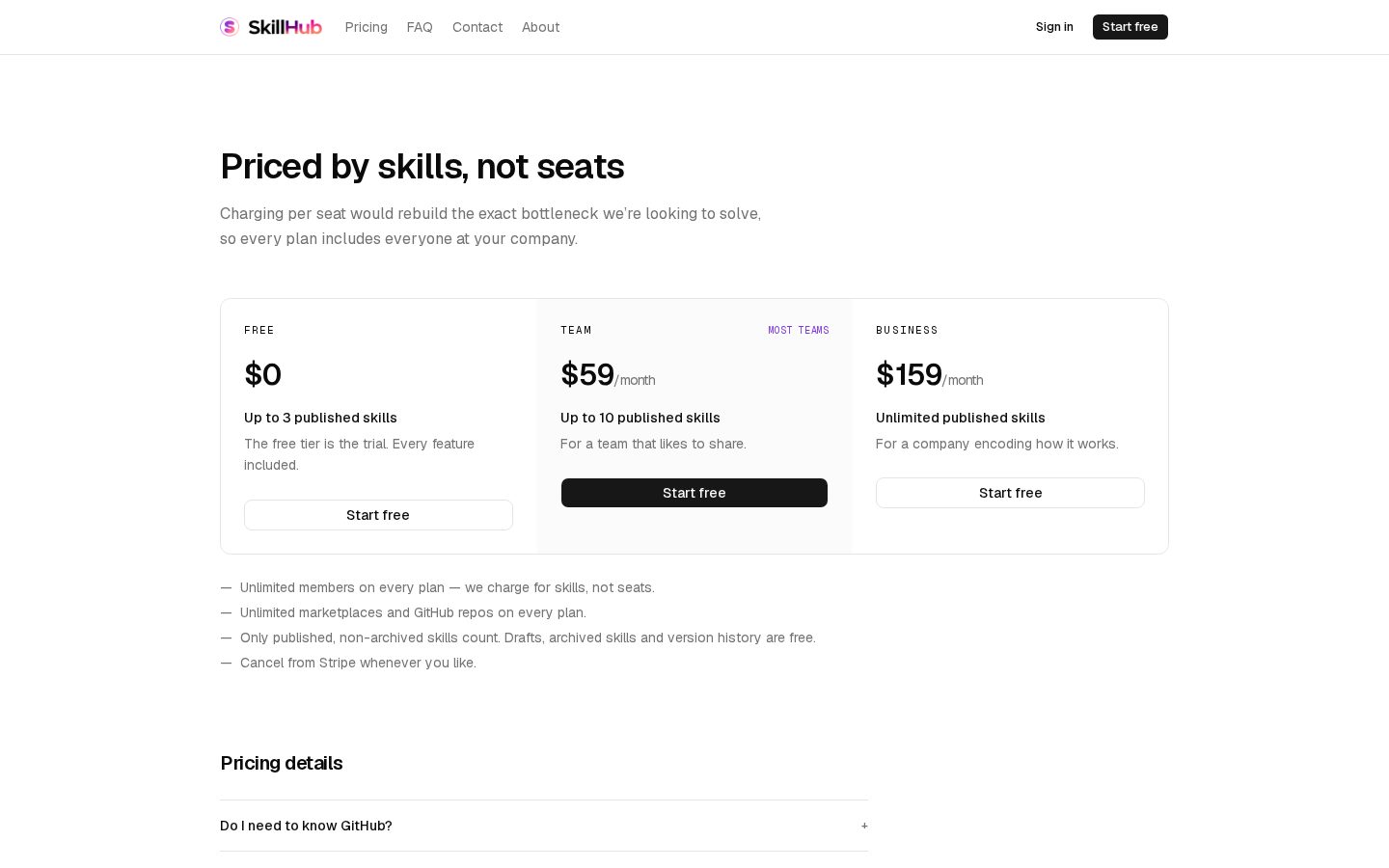 SkillHub Pricing