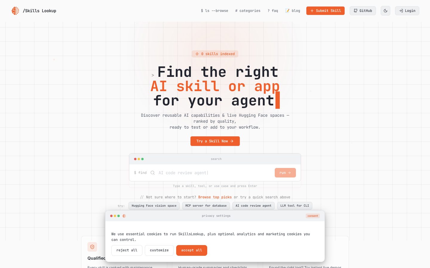 Skills Lookup Homepage