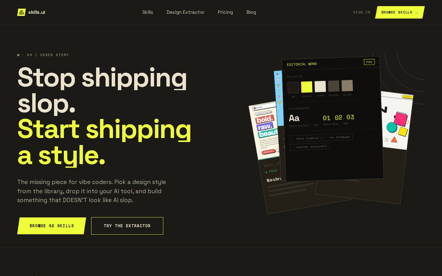 Skills UI Homepage