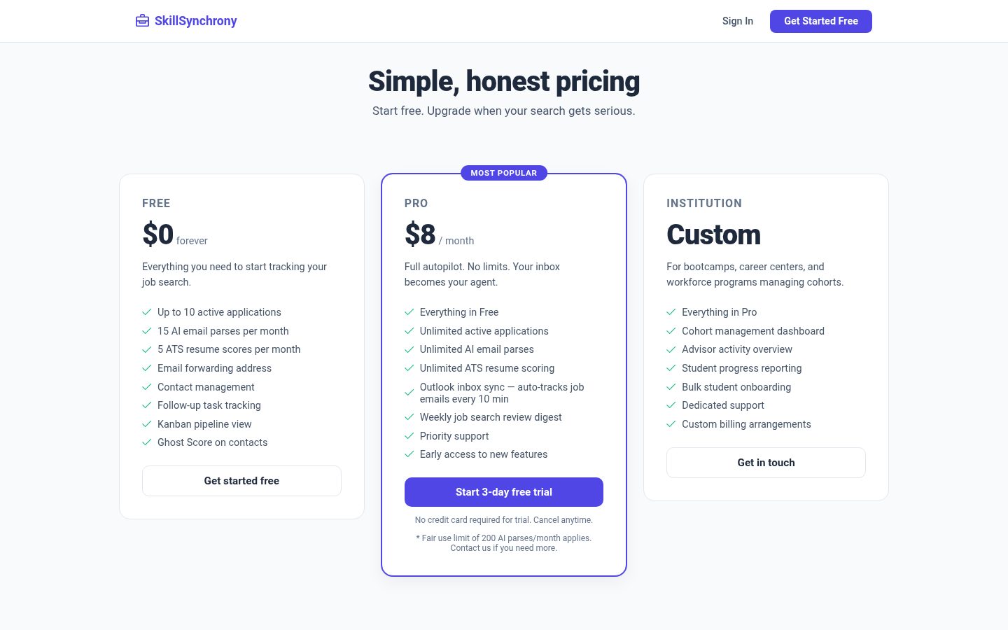 SkillSynchrony Pricing