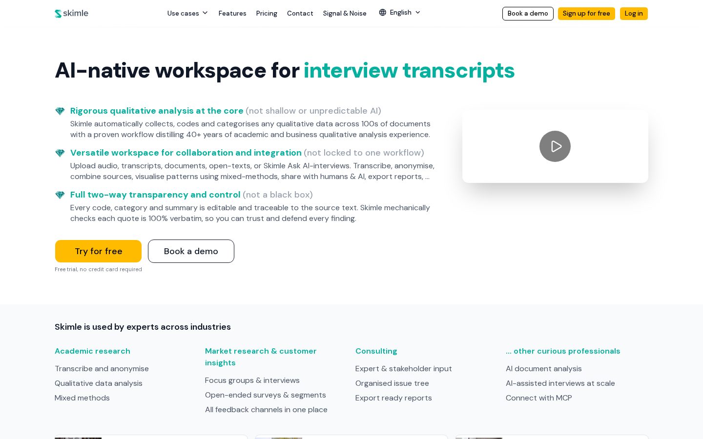 Skimle Homepage