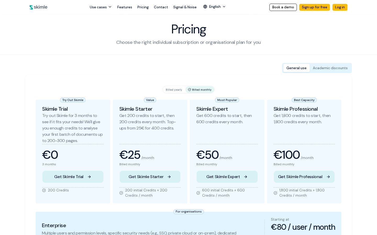 Skimle Pricing