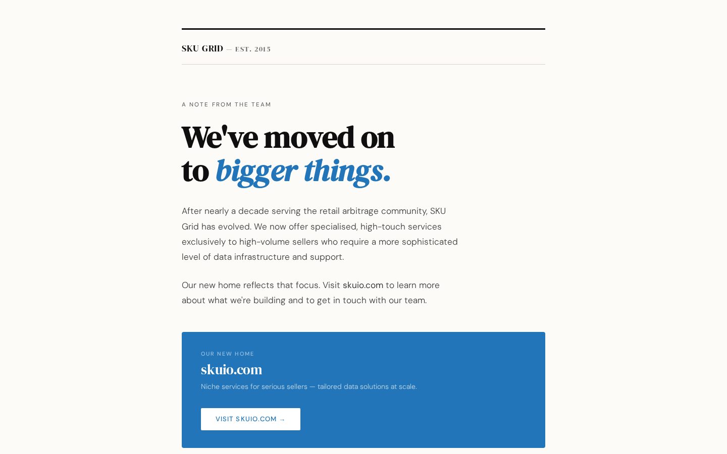 SKU Grid Homepage