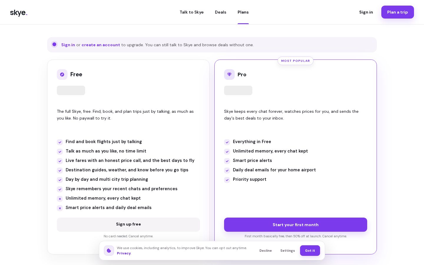 Skye Pricing