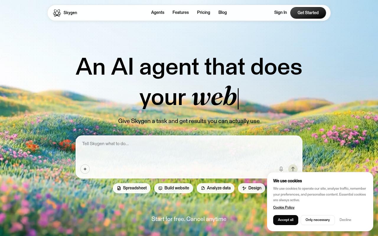 Skygen AI Homepage