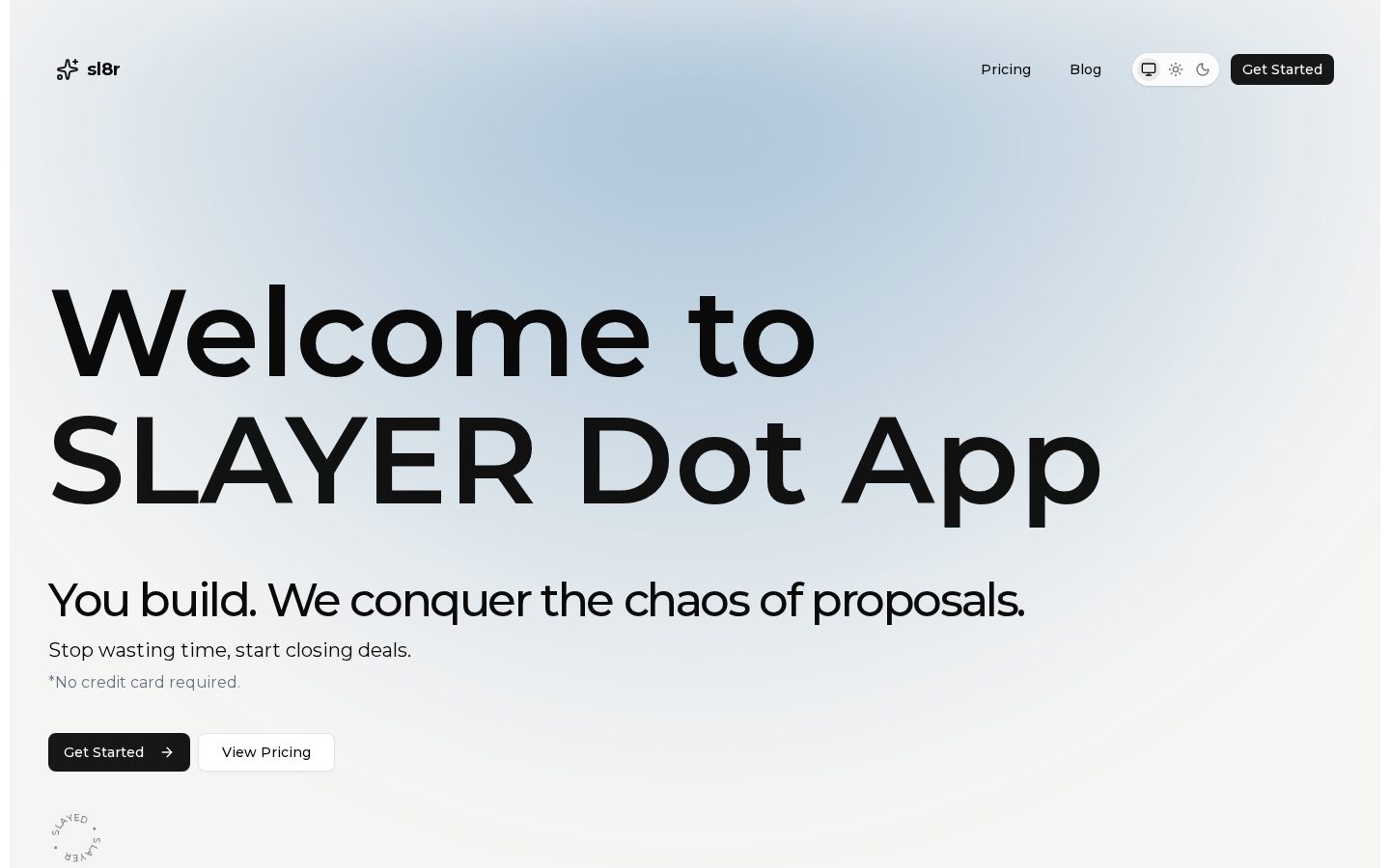 sl8r.app Homepage