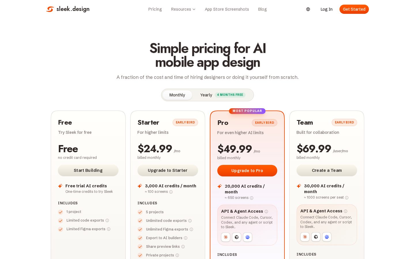 sleek.design Pricing